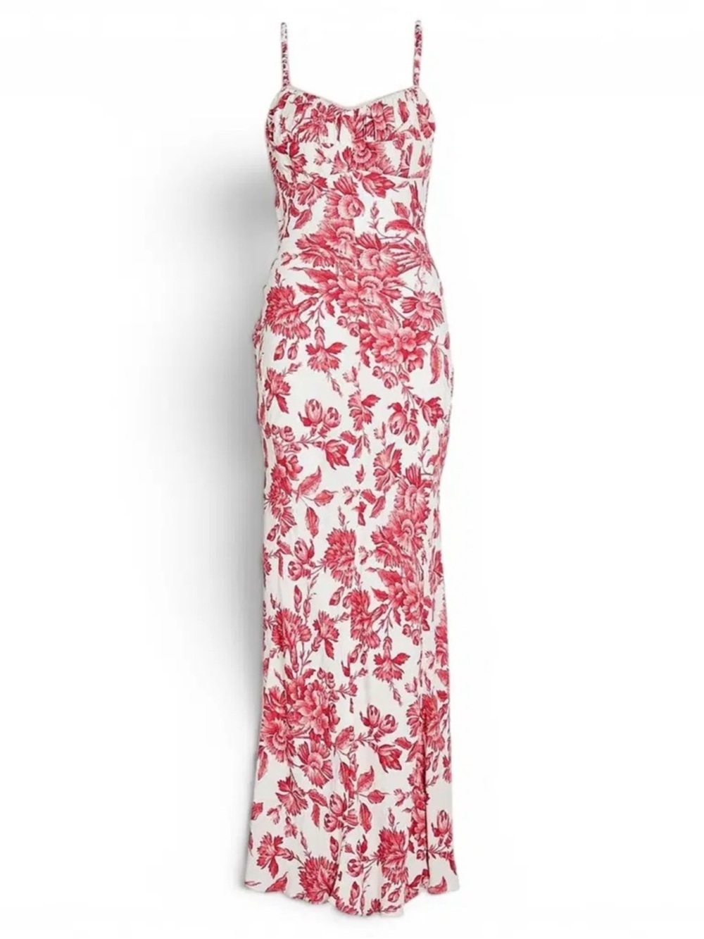 Sandro Floral Spaghetti-Strap Maxi Dress in White and pink - size 34 (us small)